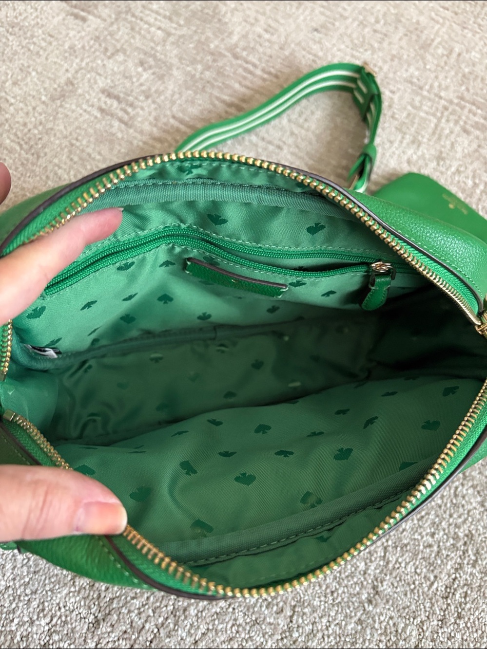 kate spade ♠️ Pebbled Leather Crossbody with Striped Strap and Coin Pouch - Picture 3 of 13
